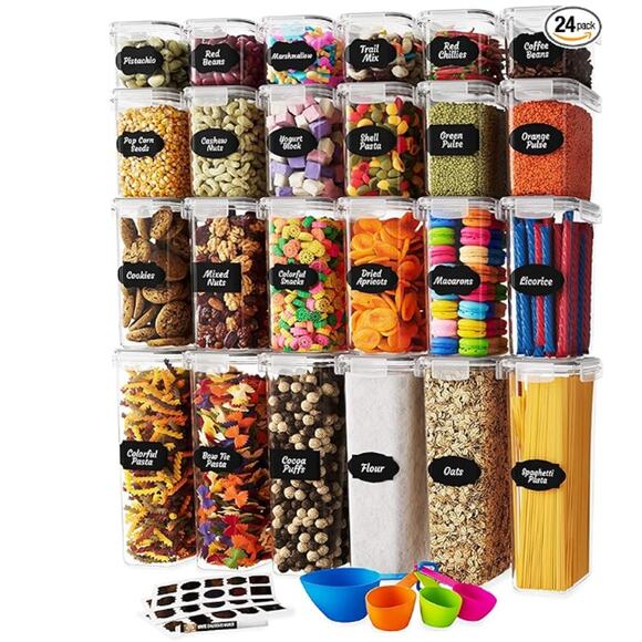 24 pc. Airtight Storage Container Set ,BPA-Free, Lids, Labels, Marker & Spoon - Picture 1 of 6